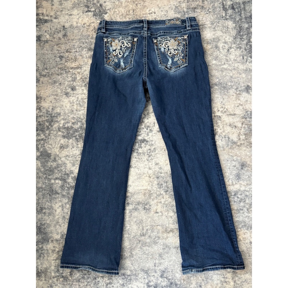 Miss Me Dark Indigo Boot Cut Jeans with Fading - Picture 5 of 13